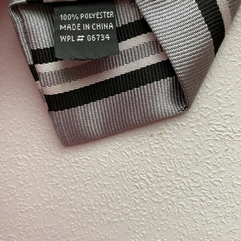 Kids Striped Gray Clip On Tie